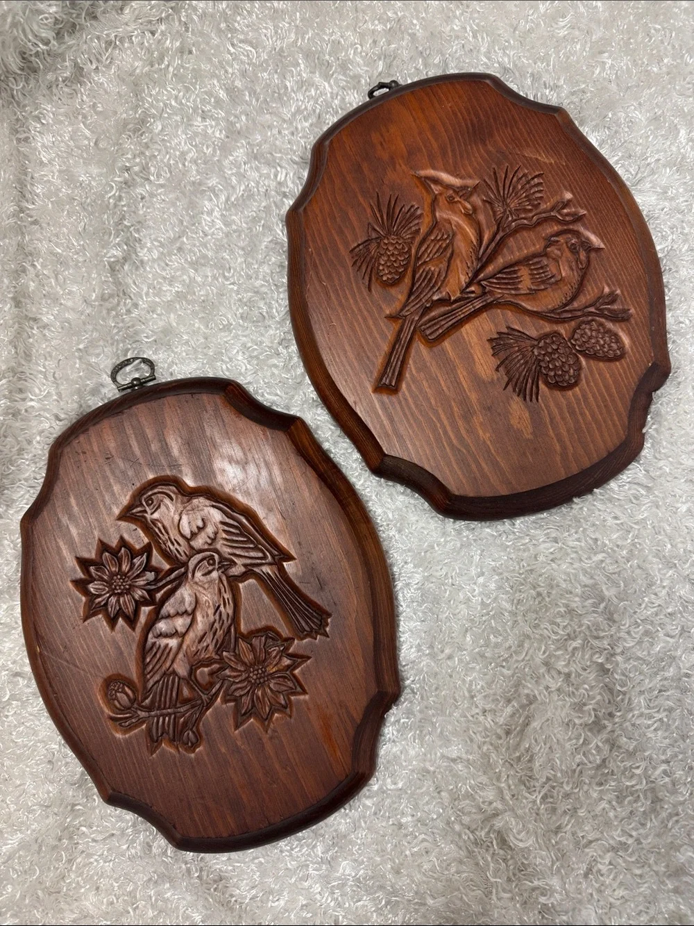Vintage wooden wall plaques bird cardinal lot of 2